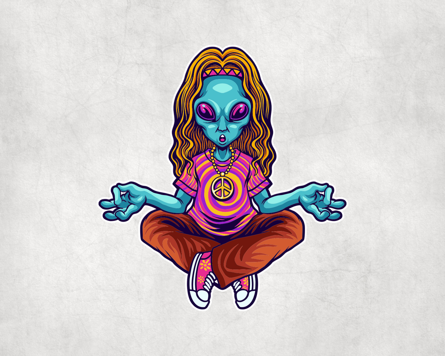 2 x Alien Meditating Yoga Hippy Trippy Scrapbook Stickers Sticker Laptop Decals