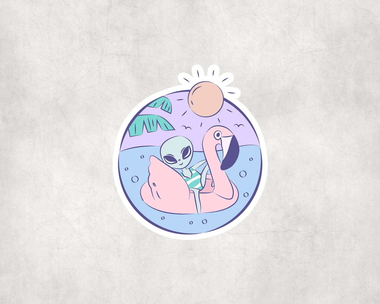 2 x Alien Holiday Flamingo Craft Vinyl Stickers Sticker Laptop Decals
