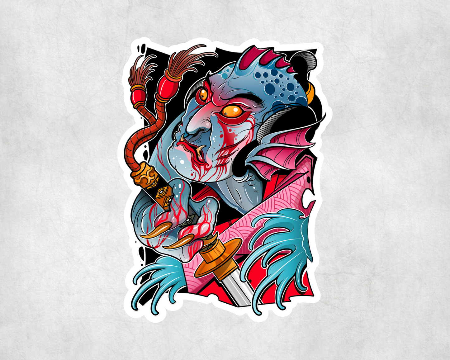 2 x Japanese Sea Demon Travel Luggage Stickers Vinyl Sticker Laptop Tablet
