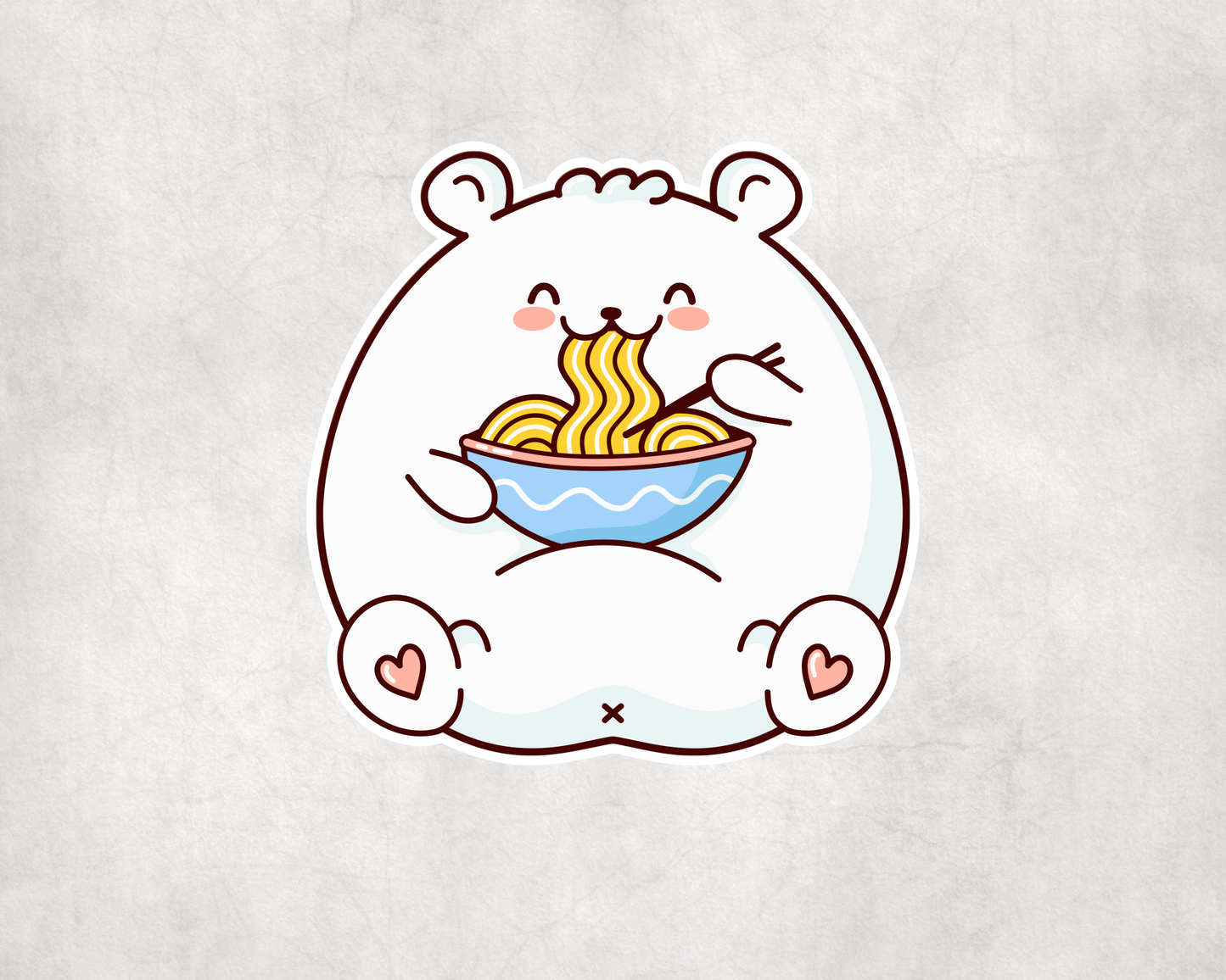 2 x Cute Bear Noodle Vinyl Sticker Water Bottle Flask Sticker Craft Laptop Decal