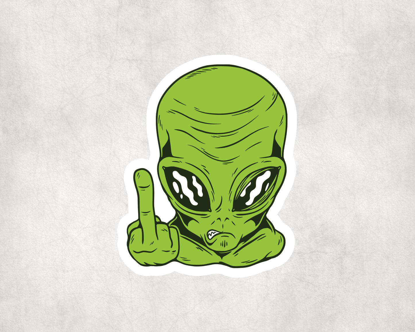 2 x Middle Finger Alien UFO Space Scrapbook Sticker Stickers Vinyl Laptop