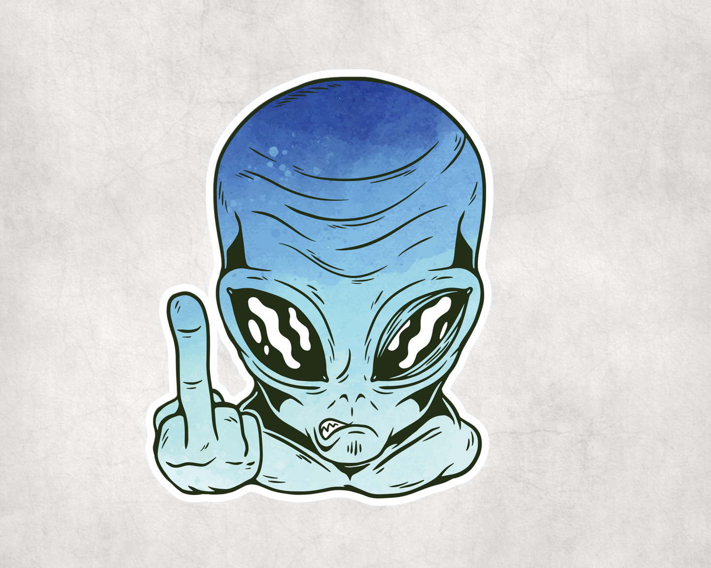 2 x Middle Finger Alien Blue UFO Space Scrapbook Sticker Stickers Laptop