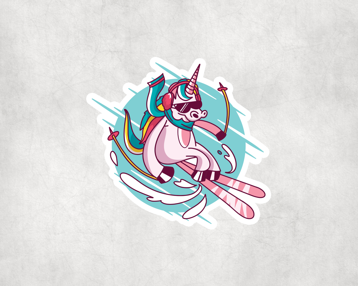 2 x Unicorn Ski Animal Scrapbook Vinyl Sticker Bike iPad Laptop Tablet