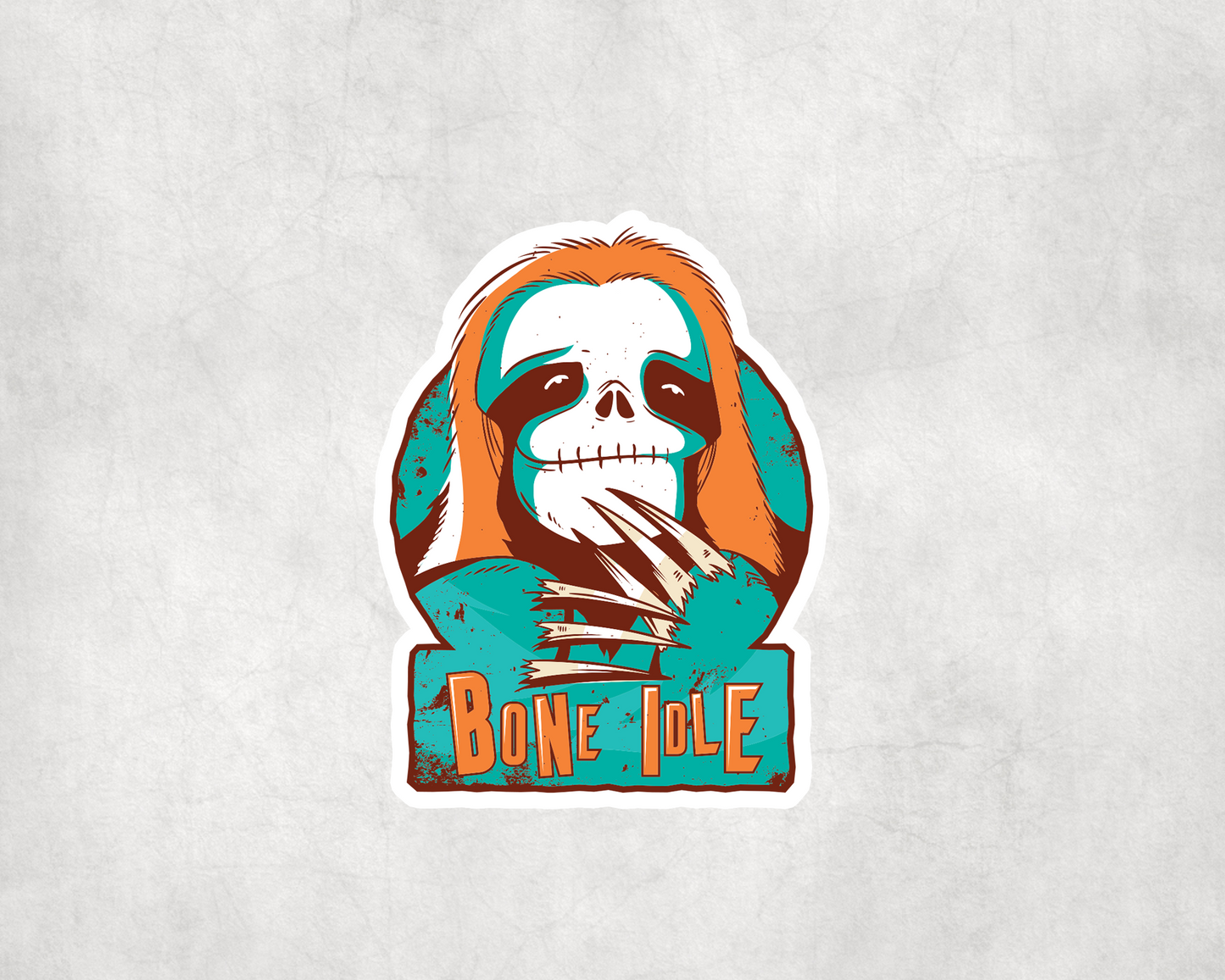 2 x Bone Idle Skeleton Sloth Animal Vinyl Stickers Sticker Laptop Decals