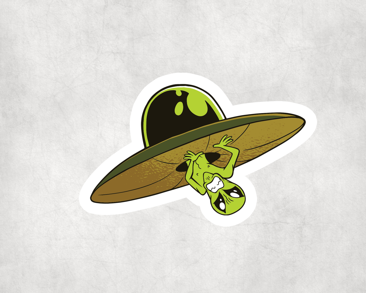 2 x Alien Stuck In Spaceship Funny Cool Vinyl Stickers Sticker Laptop Decals