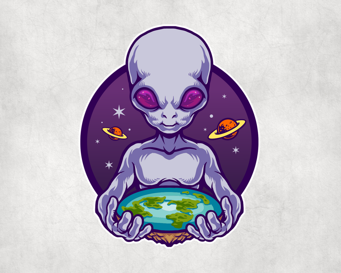 2 x Alien UFO Flat Earth Skateboard Sticker Water Bottle Flask Sticker Craft