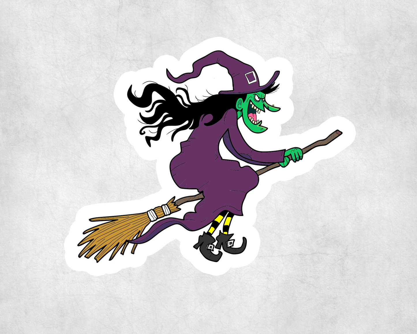 2 x Witch Broom Flying Halloween Stickers Vinyl Sticker Laptop Tablet