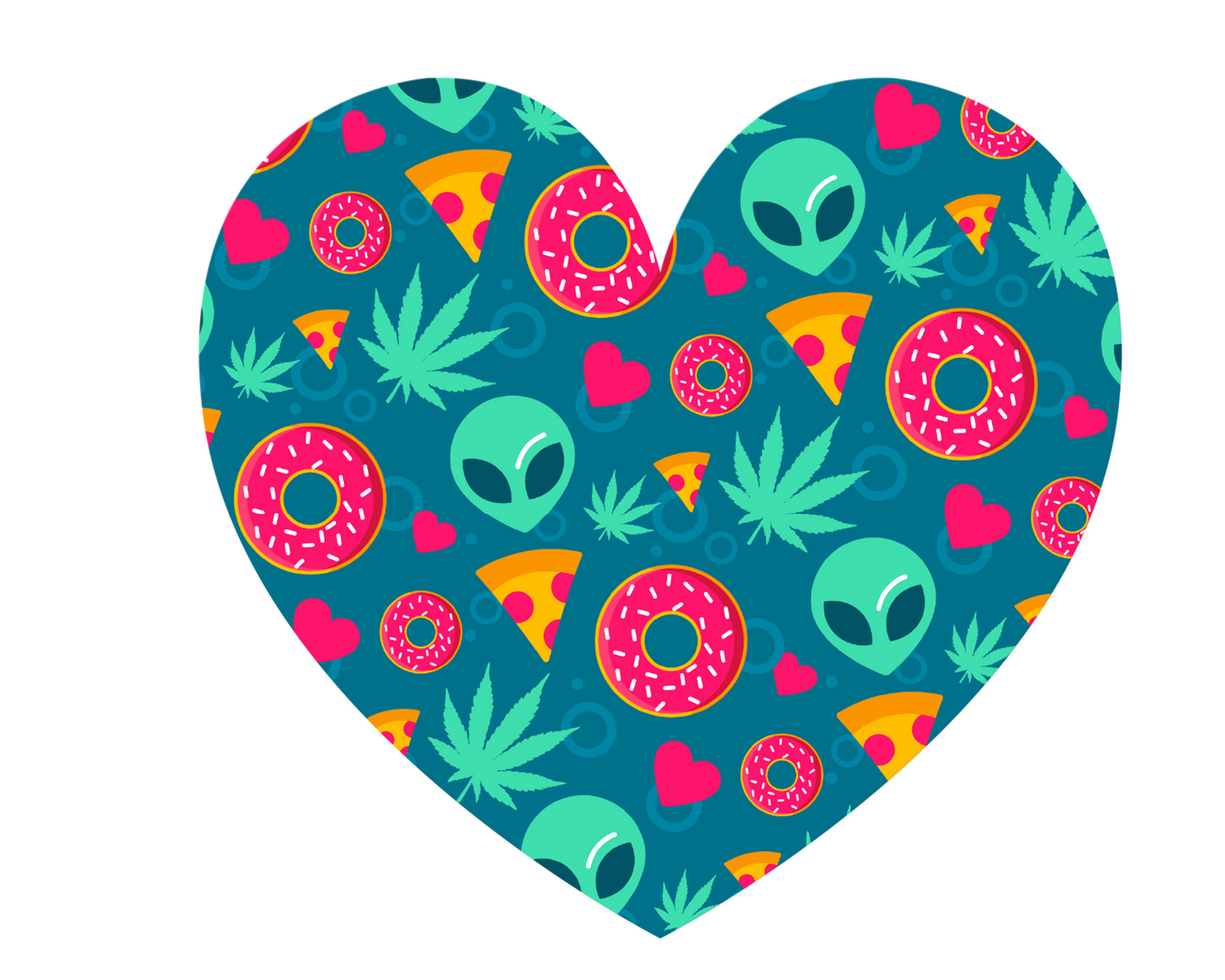 2 x Weed Ganja Stoner Alien Heart Sticker Meme iPad Laptop Decals Stickers