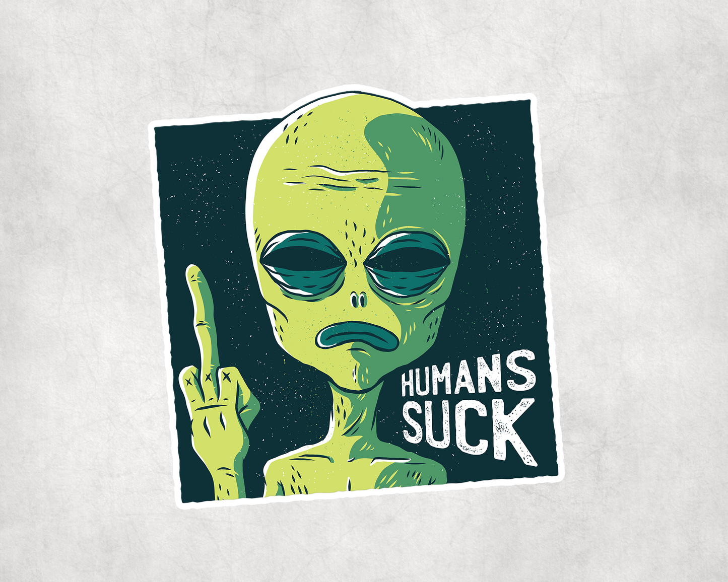 2 x Humans Suck Alien UFO Sticker Car Bike Seal Laptop Indoor Tablet Decals