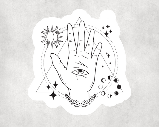 2 x  Wiccan Mystical Hand Symbolism Scrapbook Laptop Decals Stickers