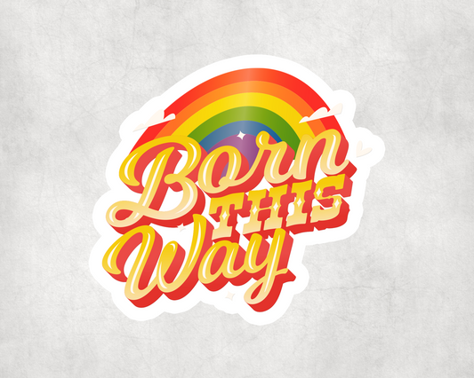 2 x  Pride Gay Born This Way LGBTQ+ Rainbow Sticker Laptop Decals Stickers