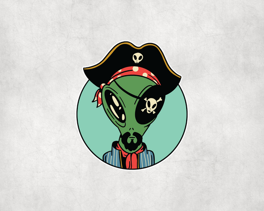 2 x Alien Pirate Scrapbook Stickers Sticker Laptop Decals