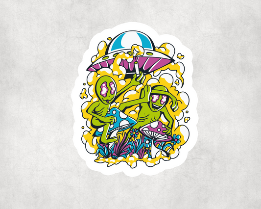 2 x Alien Mushroom Trippy Scrapbook Vinyl Stickers Sticker Laptop Decals