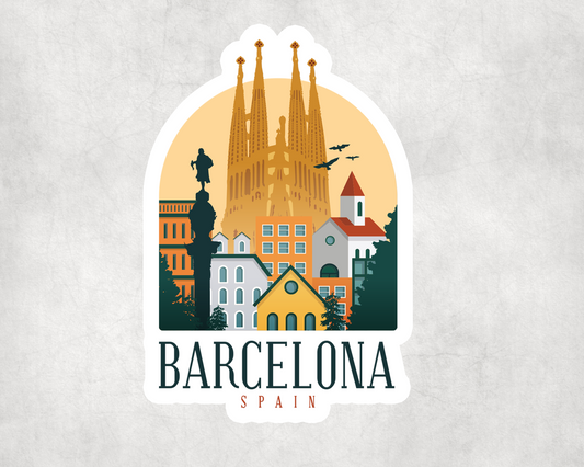 2 x  Barcelona Spain Travel Luggage Stickers Vinyl Sticker Laptop Tablet