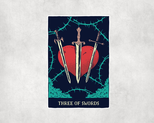 2 x  Three Of Swords Tarot Card Stickers Vinyl Sticker Laptop Tablet