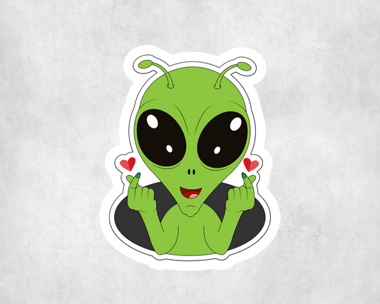 2 x Alien Head Love Hearts Trippy Vinyl Stickers Sticker Laptop Decals