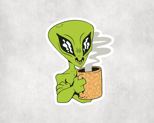 2 x Alien Coffee Caffeine Craft Scrapbook Vinyl Stickers Sticker Laptop