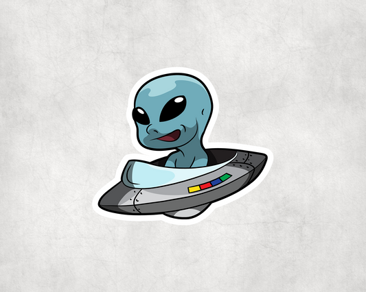 2 x Alien Grey Spaceship Space Craft Vinyl Stickers Sticker Laptop Decals