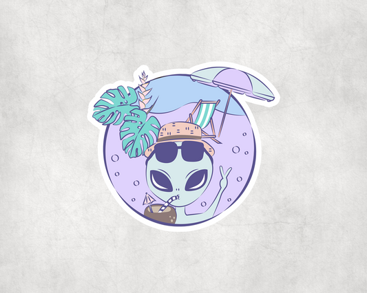 2 x Alien Holiday Pastel Cute Craft Vinyl Stickers Sticker Laptop Decals