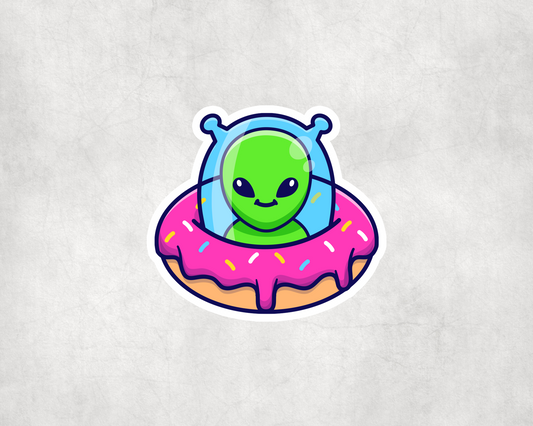 2 x Alien Doughnut Donut Craft Vinyl Stickers Sticker Laptop Decals