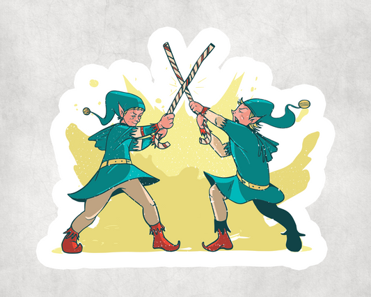 2 x Elf  Xmas Christmas Scrapbook Sticker Stickers Laptop