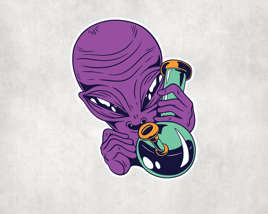 2 x Alien Purple Bong Stoner Vinyl Sticker Water Bottle Flask Sticker Craft