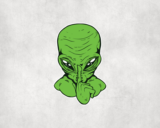2 x Alien Green Laptop Shh Silent Pose Scrapbook Sticker Stickers Laptop