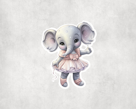 2 x Cute Elephant Ballerina Vinyl Scrapbook Sticker Stickers Laptop Wall Decal
