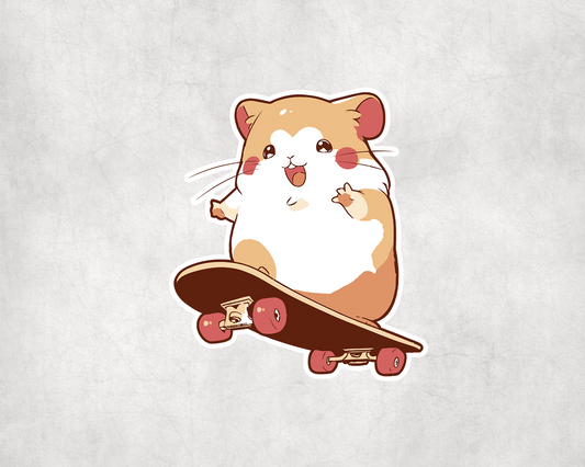 2 x Cute Hamster Skateboard Vinyl Scrapbook Sticker Stickers Laptop