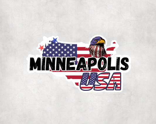 2 x Minneapolis America Flag Travel Vinyl Scrapbook Sticker Stickers Luggage Suitcase