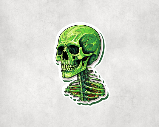 2 x Green Skeleton Head Halloween Vinyl Scrapbook Sticker Stickers Laptop