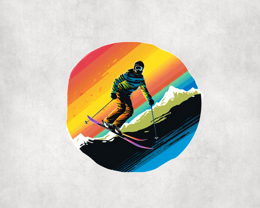2 x Ski Rainbow Skiing Vinyl Scrapbook Sticker Stickers Laptop Wall Door Decal