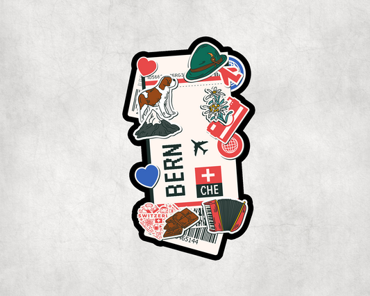 2 x Swiss Bern Switzerland Travel Vinyl Scrapbook Sticker Stickers Laptop