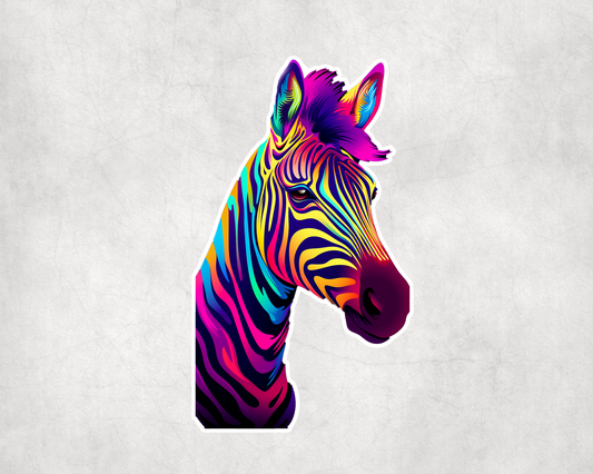 2 x Colourful Pop Zebra Vinyl Scrapbook Sticker Stickers Laptop Wall Door Decal