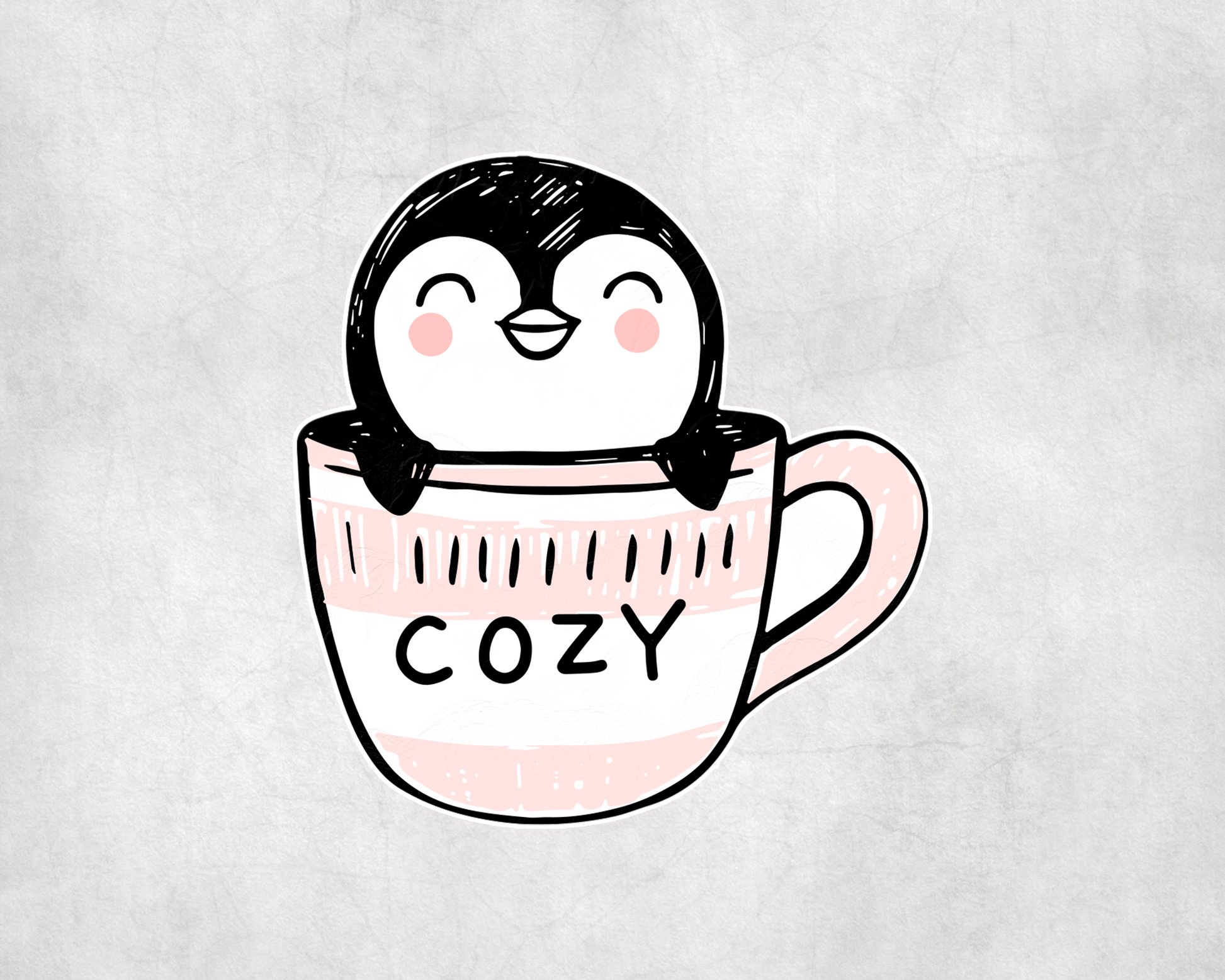 2 x Cute Penguin In Mug Cup Scrapbook Stickers Sticker Laptop Decals
