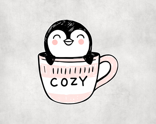 2 x Cute Penguin In Mug Cup Scrapbook Stickers Sticker Laptop Decals