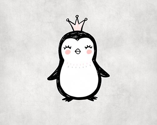 2 x Cute Penguin Queen Crown Scrapbook Stickers Sticker Laptop Decals