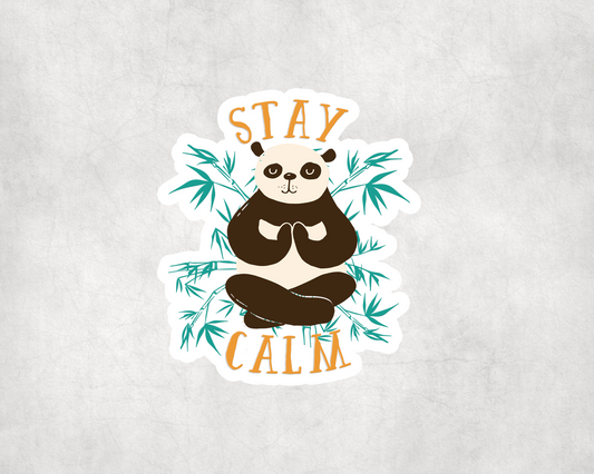 2 x Stay Calm Panda Anti Anxiety Positive Thinking Laptop Decals Stickers