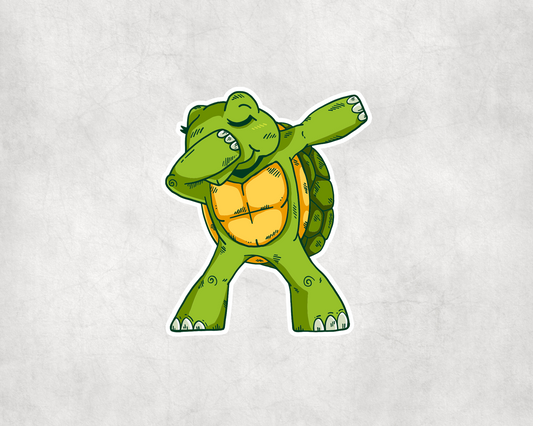 2 x Dabbing Turtle Cute Animal Laptop Decals Stickers
