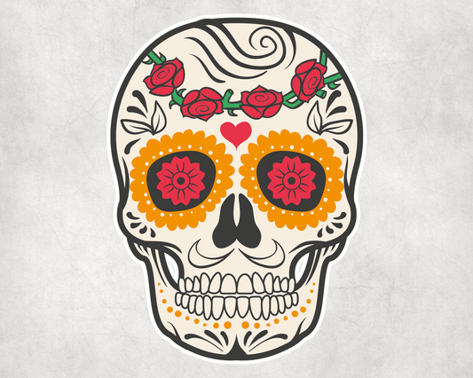 2 x Day Of The Dead Skull Sticker Car Bottle Flask Sticker Craft Laptop Dec