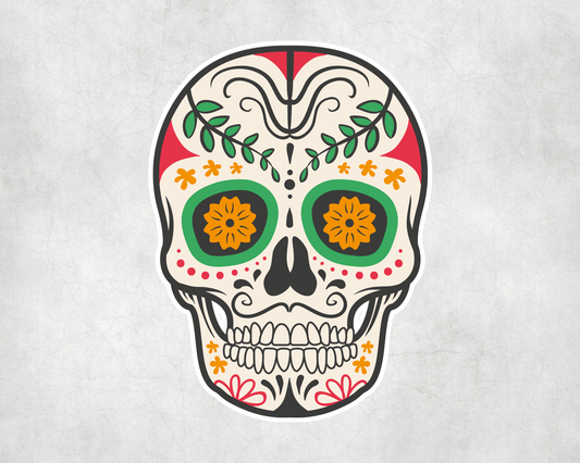 2 x Day Of The Dead Skull Sticker Car Water Bottle Flask Sticker Craft Laptop