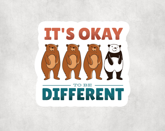 2 x  It's Okay To Be Different Bear Panda Scrapbook Laptop Decals Stickers