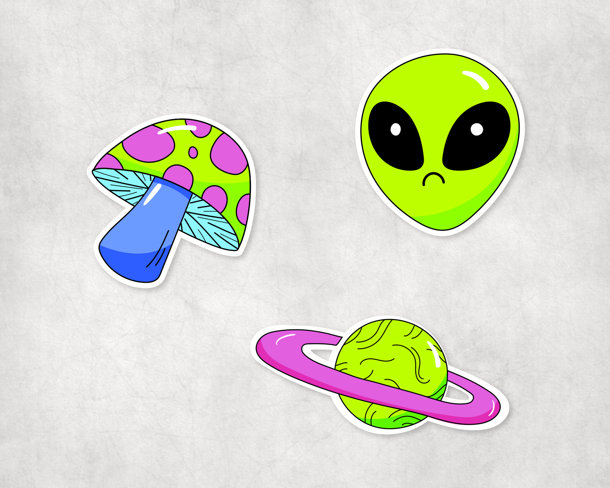 2 x Cartoon Trippy Mushroom Magic Bright Scrapbook Laptop Decals Stickers