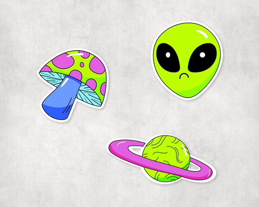 2 x Cartoon Trippy Mushroom Magic Bright Scrapbook Laptop Decals Stickers