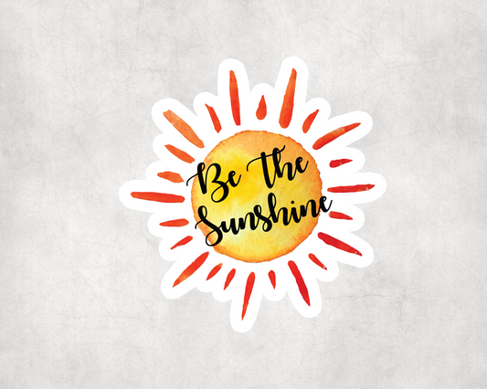 2 x Be The Sunshine Sun Positivity Sticker Water Bottle Flask Sticker Craft