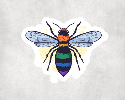 2 x Pride Bee Rainbow Animal Sticker Car Bike Laptop Indoor Decals