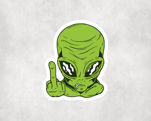 2 x Middle Finger Alien UFO Space Scrapbook Sticker Stickers Vinyl Laptop