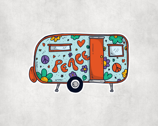 2 x Flower Power Hippy Peace Rainbow Caravan Stickers Sticker Laptop Decals
