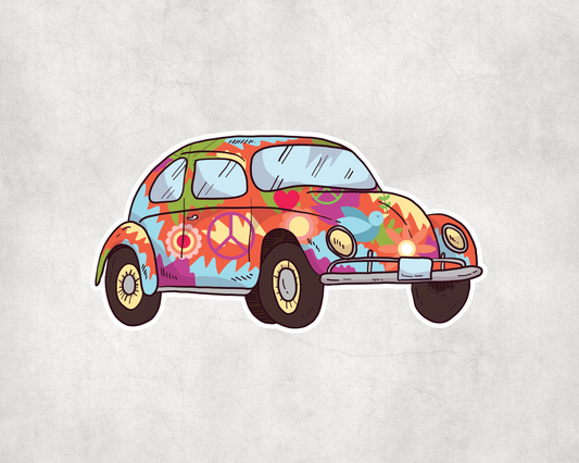2 x Flower Power Hippy Peace Rainbow Car Stickers Sticker Laptop Decals