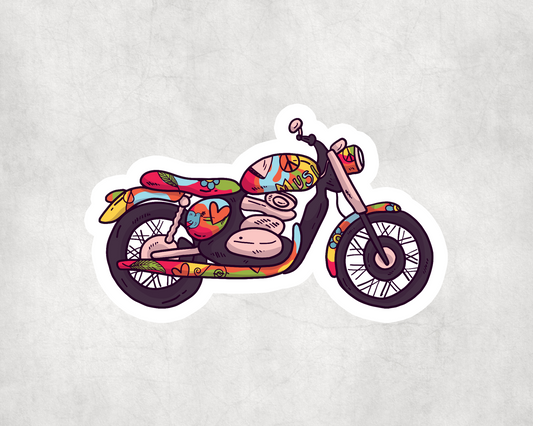 2 x Flower Power Hippy Peace Rainbow Motorbike Stickers Sticker Laptop Decals